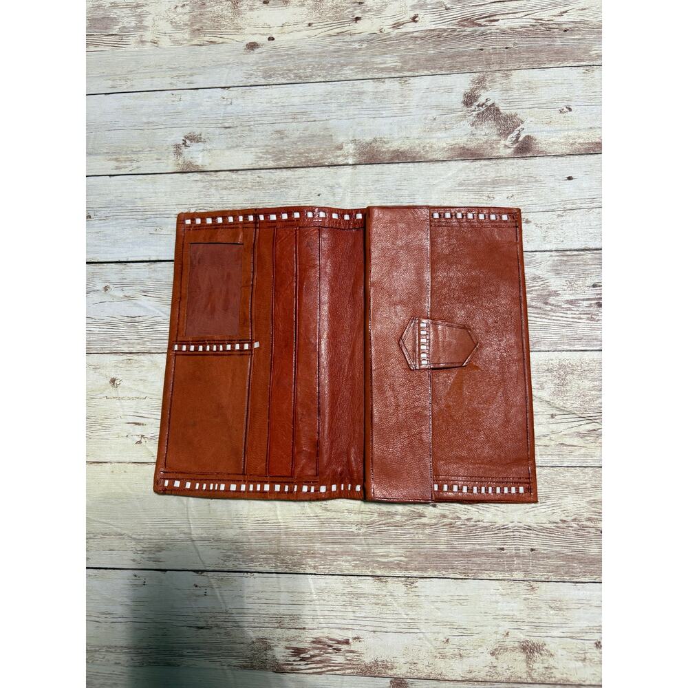 Vintage Hand Tooled Brown Leather Wallet Billfold - Picture 3 of 8